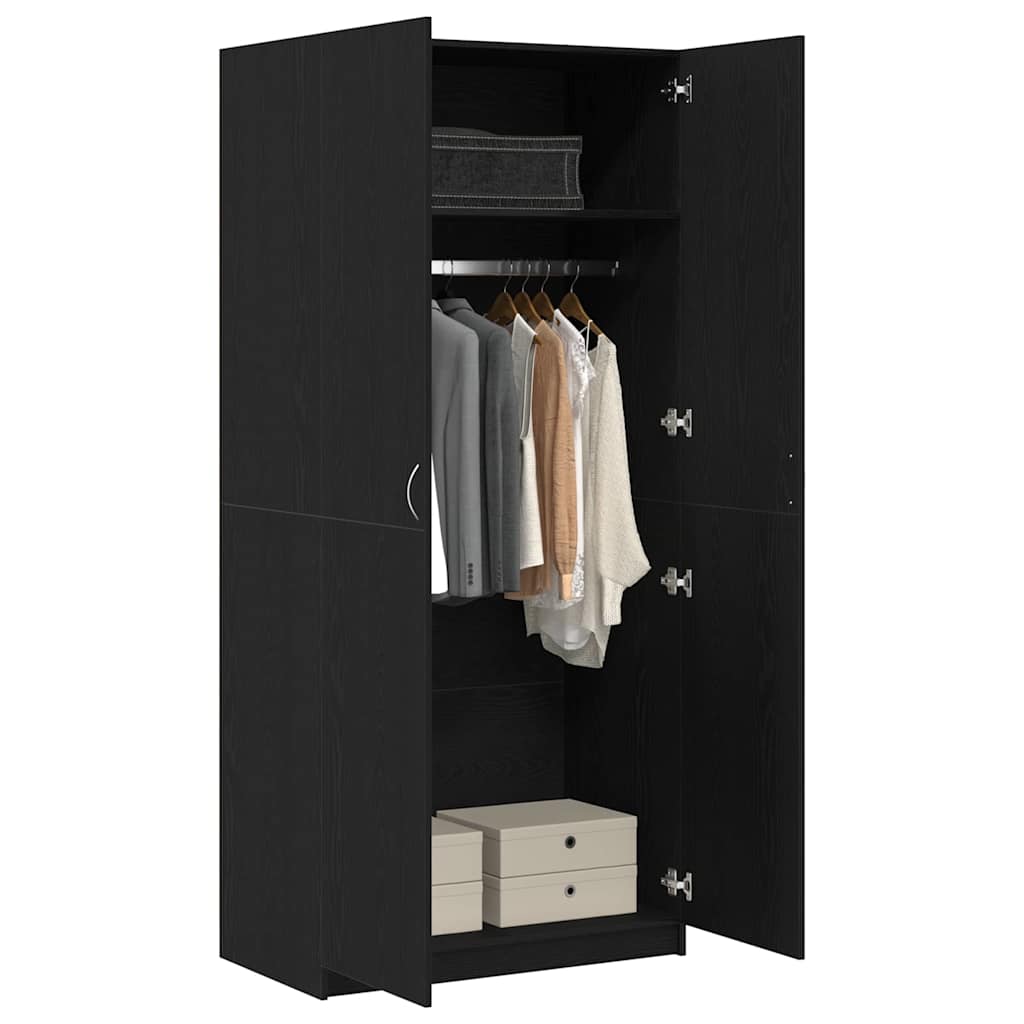 vidaXL Kleiderschrank mit Tür Schwarz Eichen-Optik 90 x 52 x 200 cm
