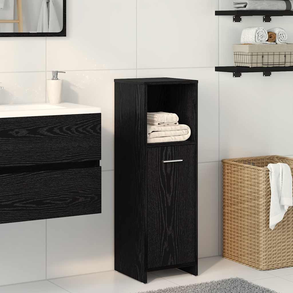 vidaXL Badezimmerschrank aus schwarzer Eiche, 30 x 30 x 95 cm, Holzwerkstoff