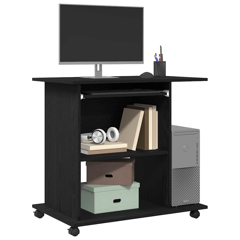 vidaXL Computertisch Eiche schwarz 80x50x75 cm Holzwerkstoff