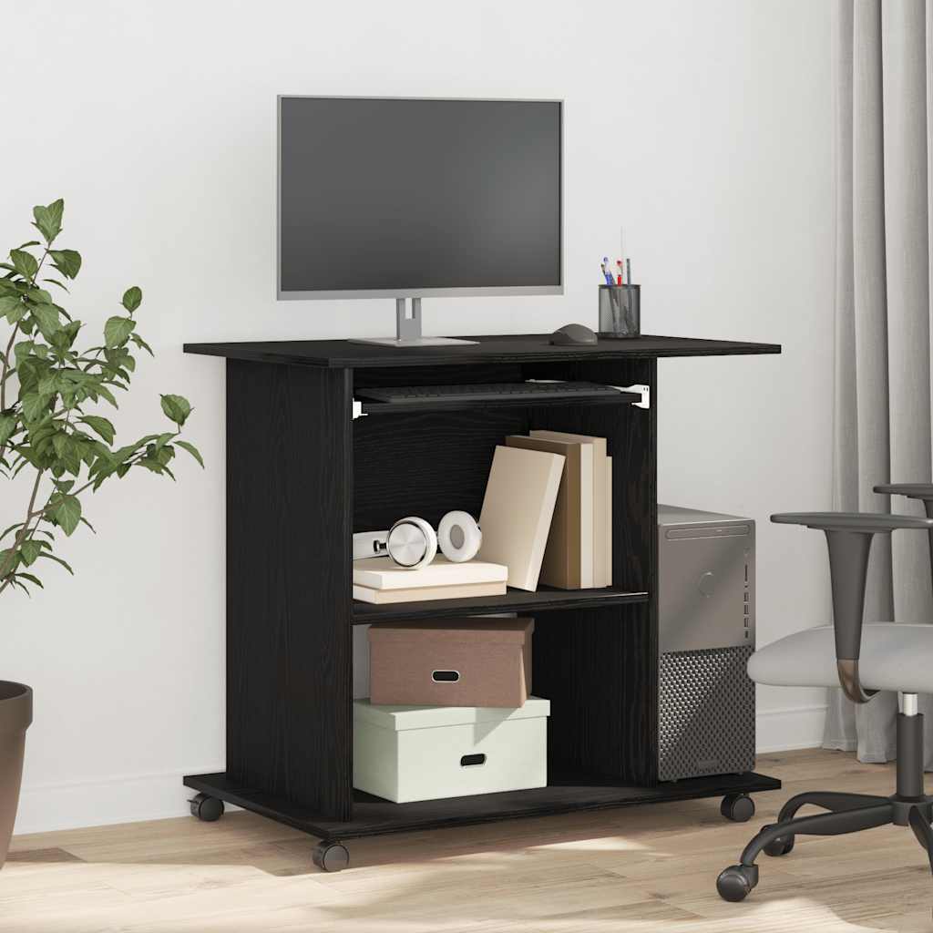 vidaXL Computertisch Eiche schwarz 80x50x75 cm Holzwerkstoff