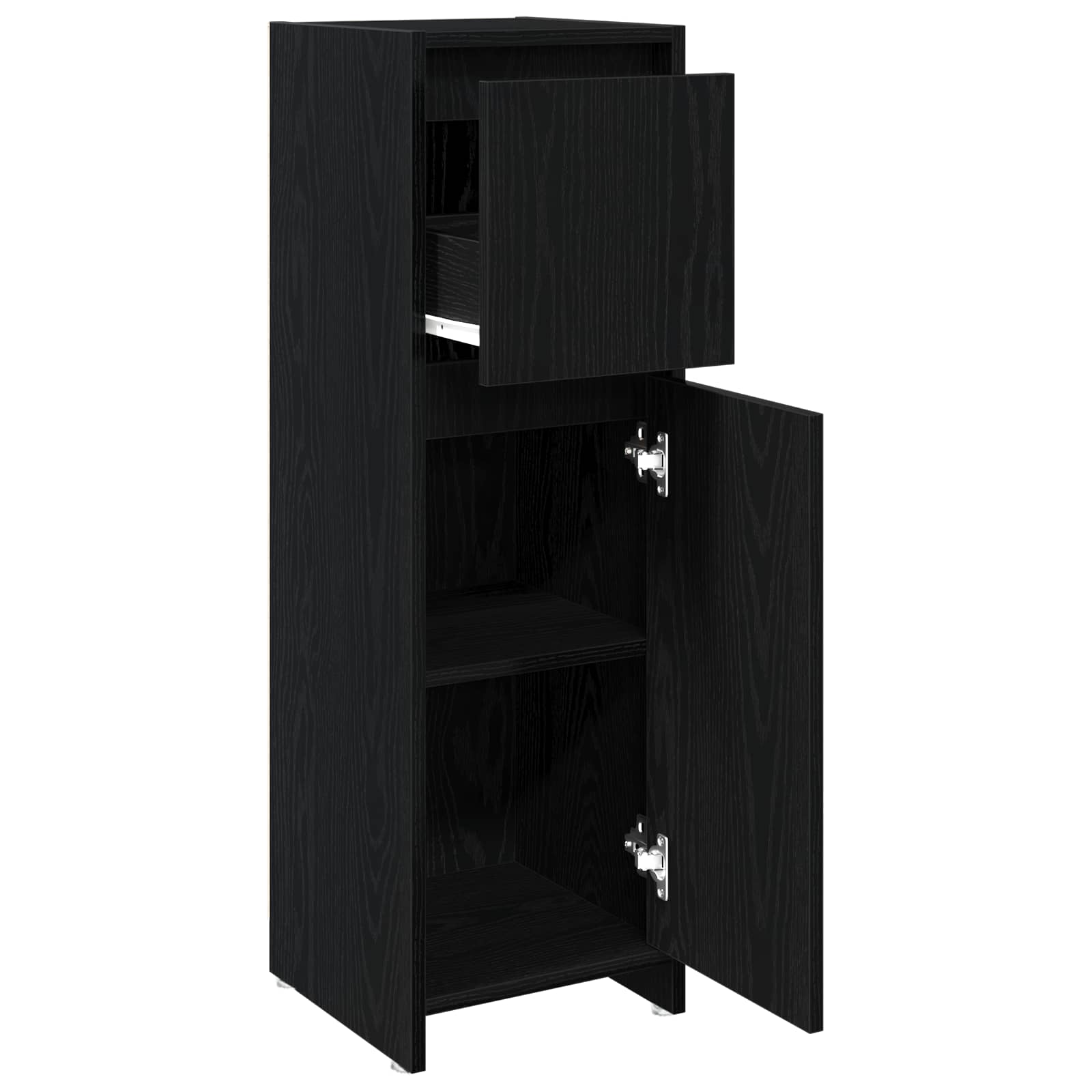 vidaXL Badezimmerschrank mit Tür Schwarz Eichen-Optik 30 x 30 x 95 cm