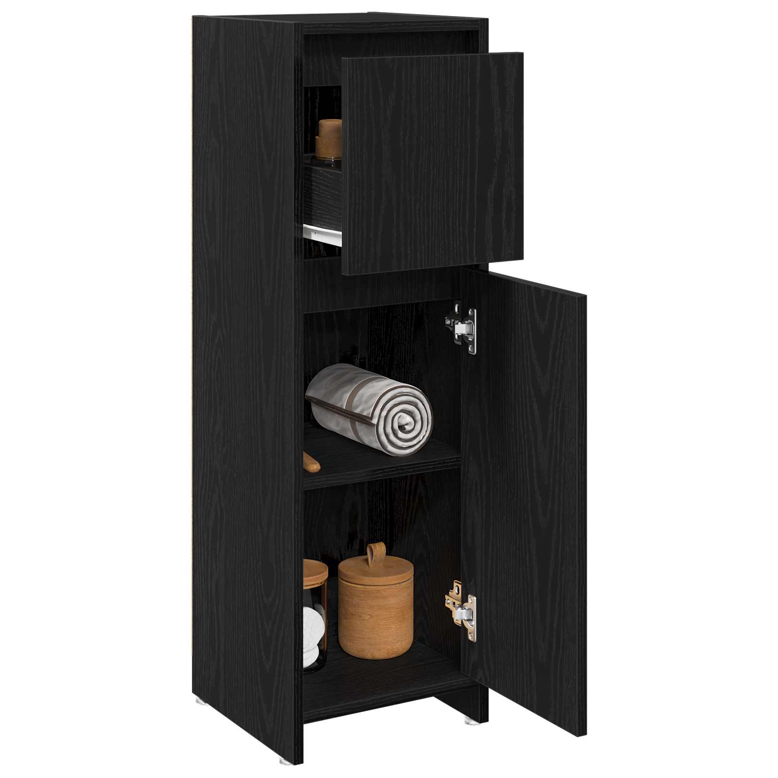 vidaXL Badezimmerschrank mit Tür Schwarz Eichen-Optik 30 x 30 x 95 cm