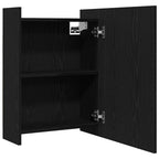 vidaXL Badezimmerspiegelschrank mit Regal mit Tür Schwarz Eichen-Optik