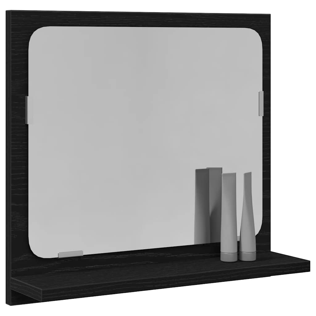 vidaXL Badspiegel Schwarz Eichen-Optik 40x10,5x37 cm Holzwerkstoff