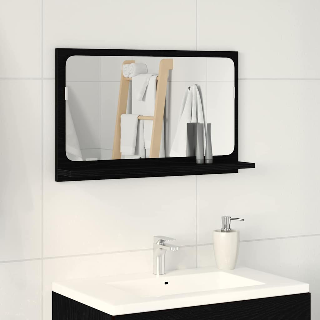 vidaXL Spiegelablage mit Regal Schwarz Eichen-Optik 60 x 10,5 x 37 cm