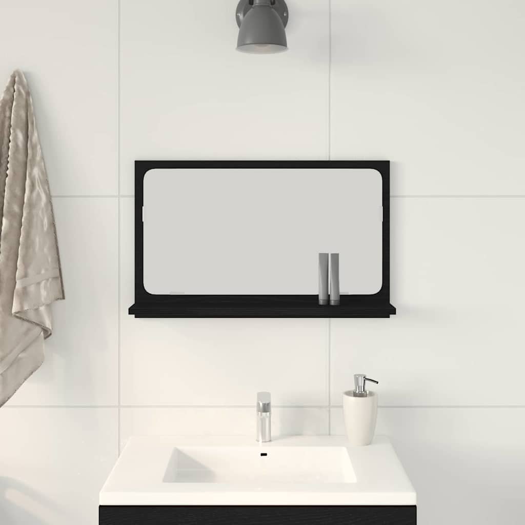 vidaXL Spiegelablage mit Regal Schwarz Eichen-Optik 60 x 10,5 x 37 cm