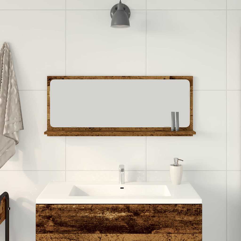 vidaXL Spiegelablage mit Regal Altholz 90 x 10,5 x 37 cm Holzwerkstoff