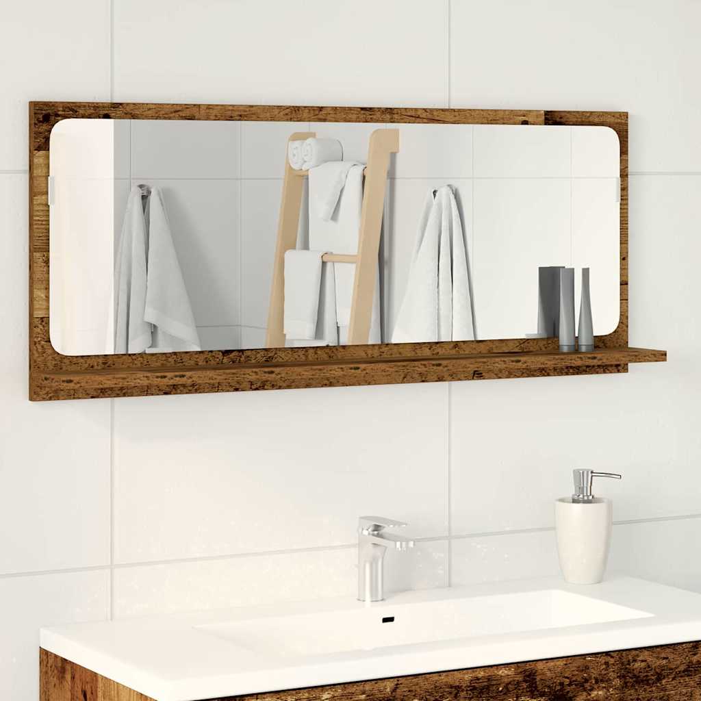 vidaXL Spiegelablage mit Regal Altholz 90 x 10,5 x 37 cm Holzwerkstoff