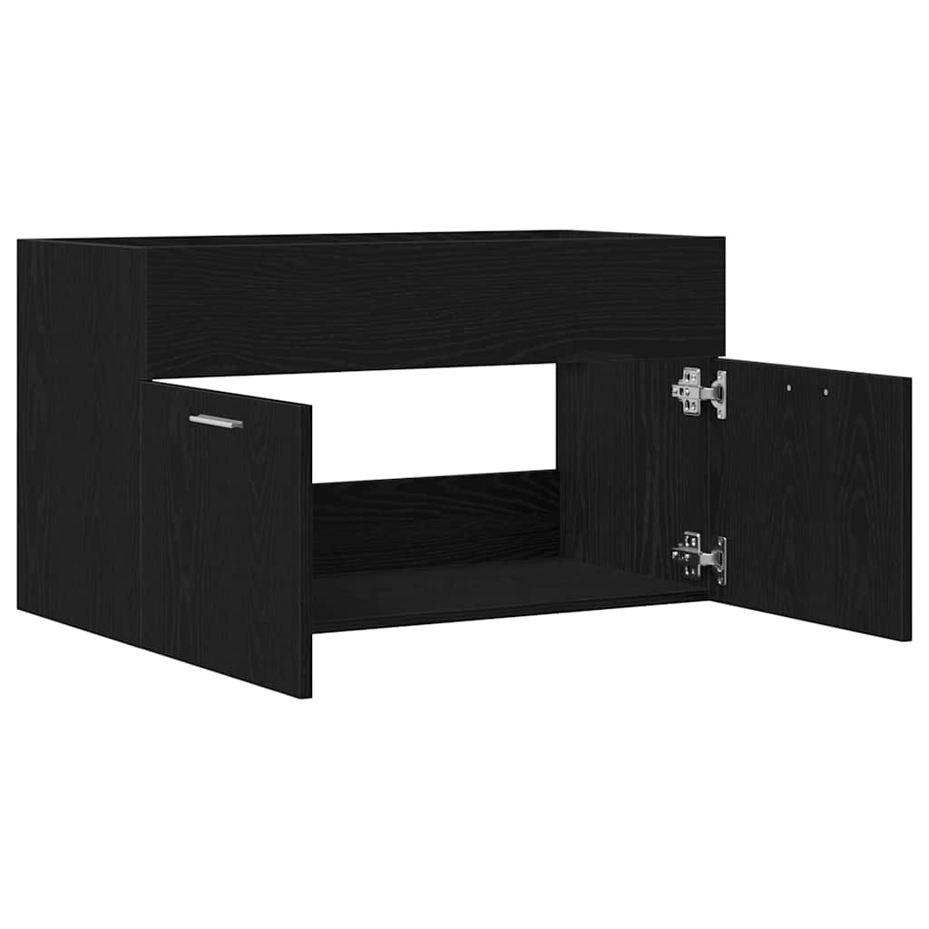 vidaXL Waschbeckenunterschrank Schwarz Eichen-Optik Holzwerkstoff