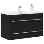 vidaXL Waschbeckenunterschrank Eiche schwarz 80x38,5x48 cm Holzwerkstoff