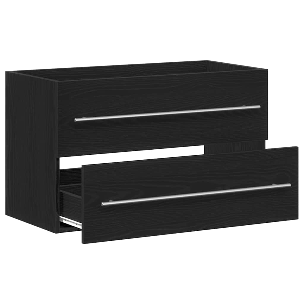 vidaXL Waschbeckenunterschrank Eiche schwarz 80x38,5x48 cm Holzwerkstoff