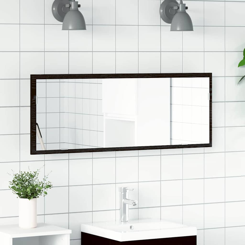 vidaXL LED-Badezimmerspiegel Schwarz Eichen-Optik 100 x 8,5 x 37 cm