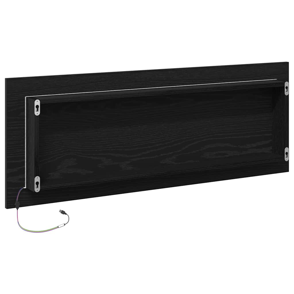vidaXL LED-Badezimmerspiegel Schwarz Eichen-Optik 100 x 8,5 x 37 cm