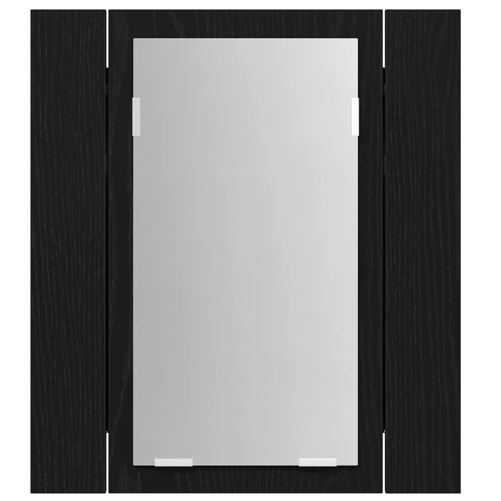 vidaXL LED Badezimmerspiegelschrank Eiche Schwarz 40x12x45 cm Holzwerkstoff