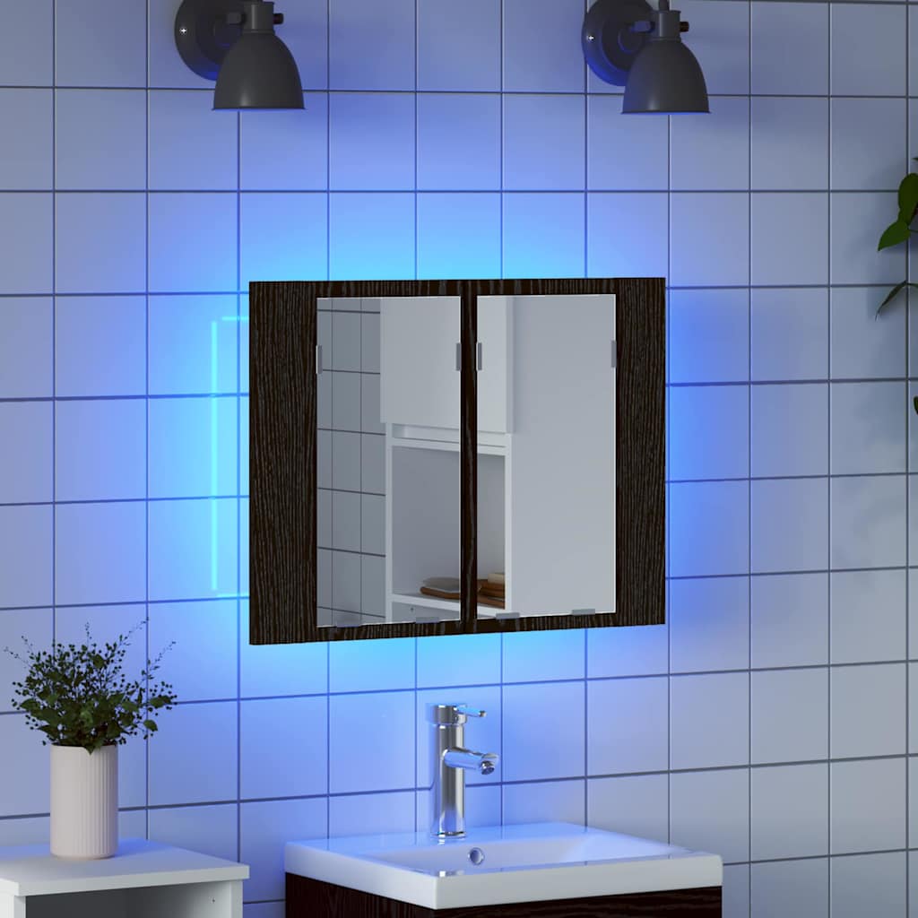 vidaXL Badezimmerspiegelschrank Schwarz Eichen-Optik 60 x 12 x 45 cm