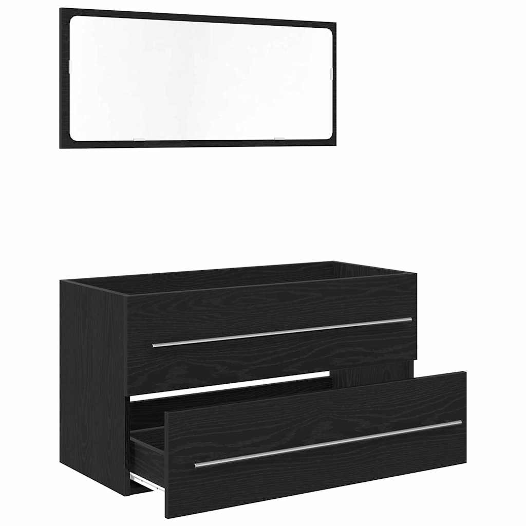 vidaXL Waschbecken-Schrank Schwarz Eichen-Optik 90 x 45 x 1.5 cm