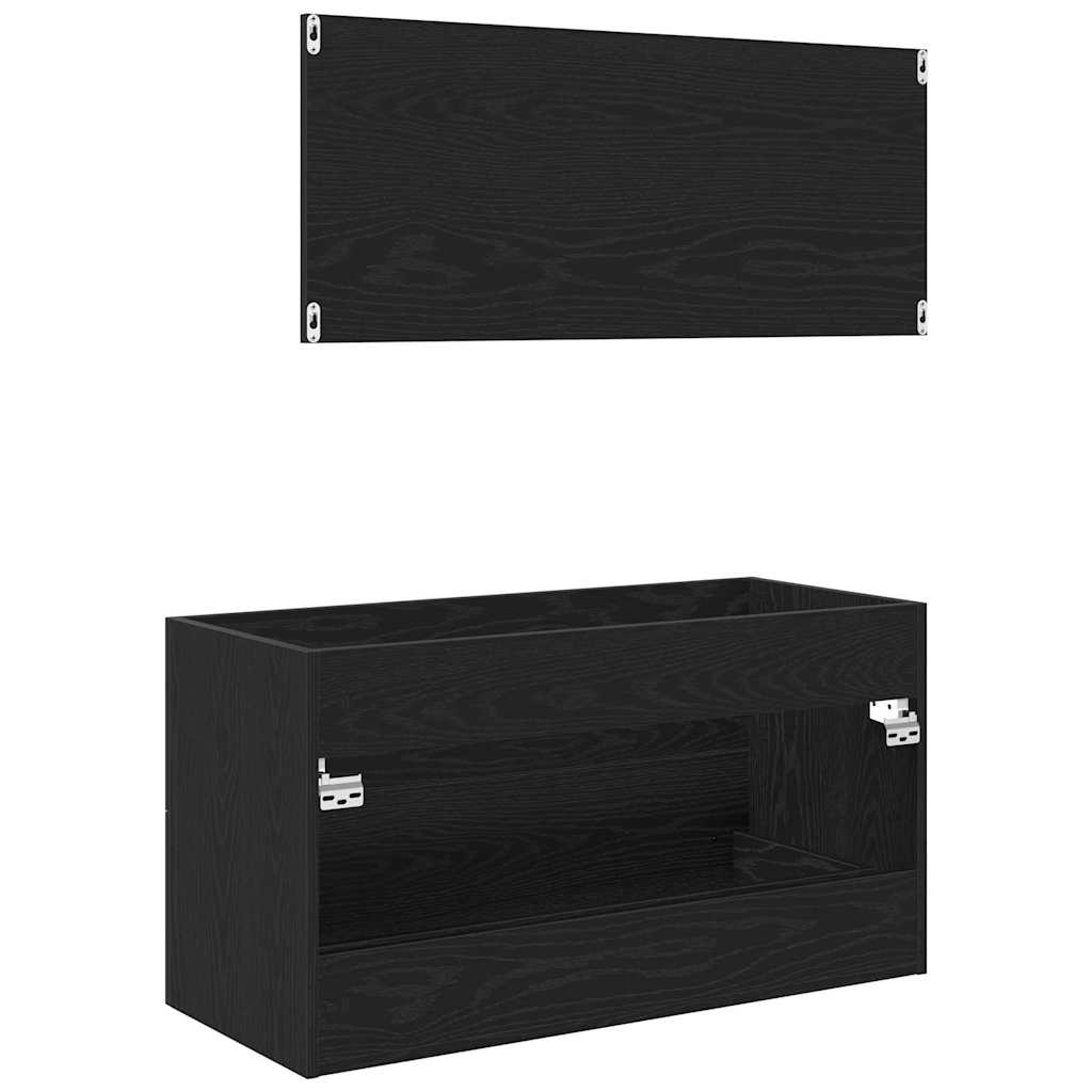 vidaXL Waschbecken-Schrank Schwarz Eichen-Optik 90 x 45 x 1.5 cm