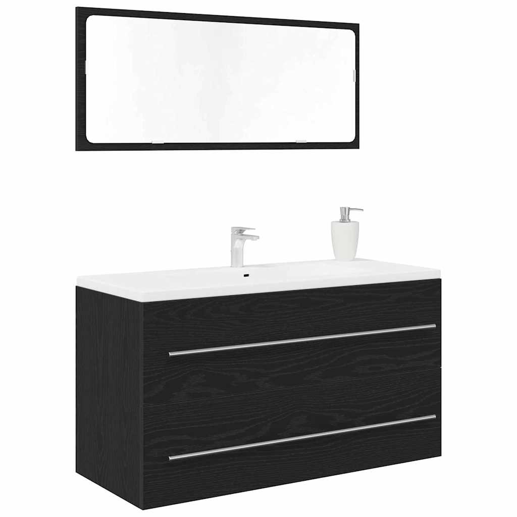 vidaXL Waschbecken-Schrank Schwarz Eichen-Optik 90 x 45 x 1.5 cm