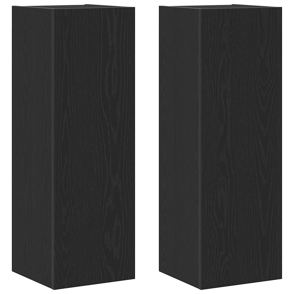 vidaXL Wand-TV-Schrank 2 pcs Schwarz Eichen-Optik 30,5 x 28,5 x 90 cm
