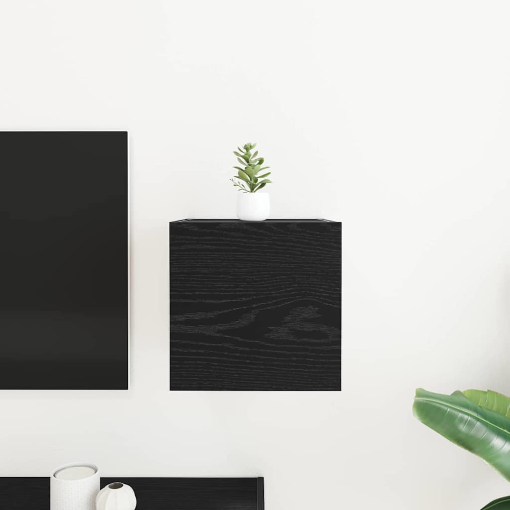 vidaXL Wandmontiertes TV-Regal Schwarze Eiche 30,5 x 30 x 30 cm