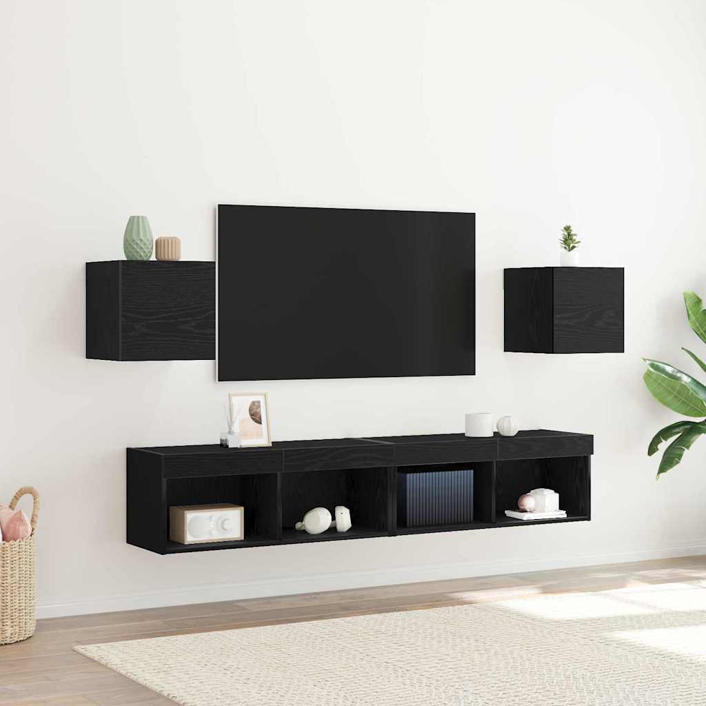 vidaXL Wandmontiertes TV-Regal 2 pcs Schwarze Eiche 30,5 x 30 x 30 cm