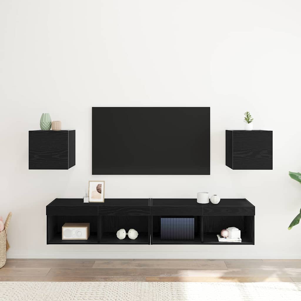 vidaXL Wandmontiertes TV-Regal 2 pcs Schwarze Eiche 30,5 x 30 x 30 cm