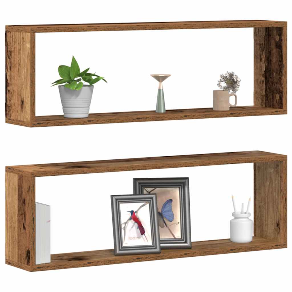 vidaXL Wandregale 2 pcs Altholz 80 x 15 x 26 cm Holzwerkstoff