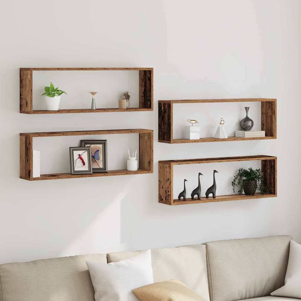 vidaXL Wandregale 4 pcs Altholz 80 x 15 x 26 cm Holzwerkstoff