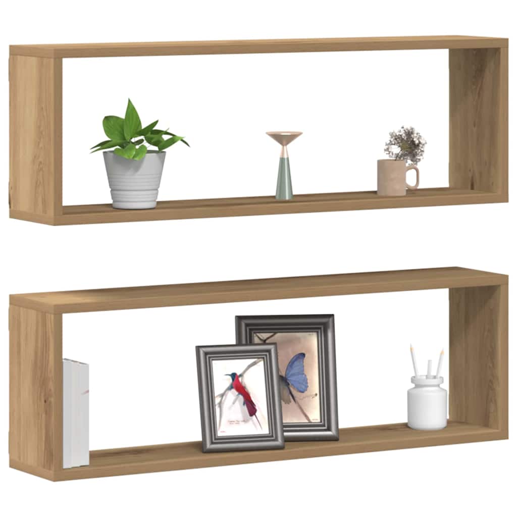 vidaXL Wandregale mit Regal 2 pcs Kunsthandwerk Eiche 80 x 15 x 26 cm