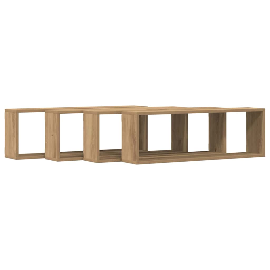 vidaXL Wandregale mit Regal 4 pcs Kunsthandwerk Eiche 80 x 15 x 26 cm