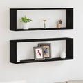 vidaXL Wandregale mit Regal 2 pcs Schwarz Eichen-Optik 80 x 15 x 26 cm
