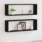 vidaXL Wandregale mit Regal 2 pcs Schwarz Eichen-Optik 80 x 15 x 26 cm