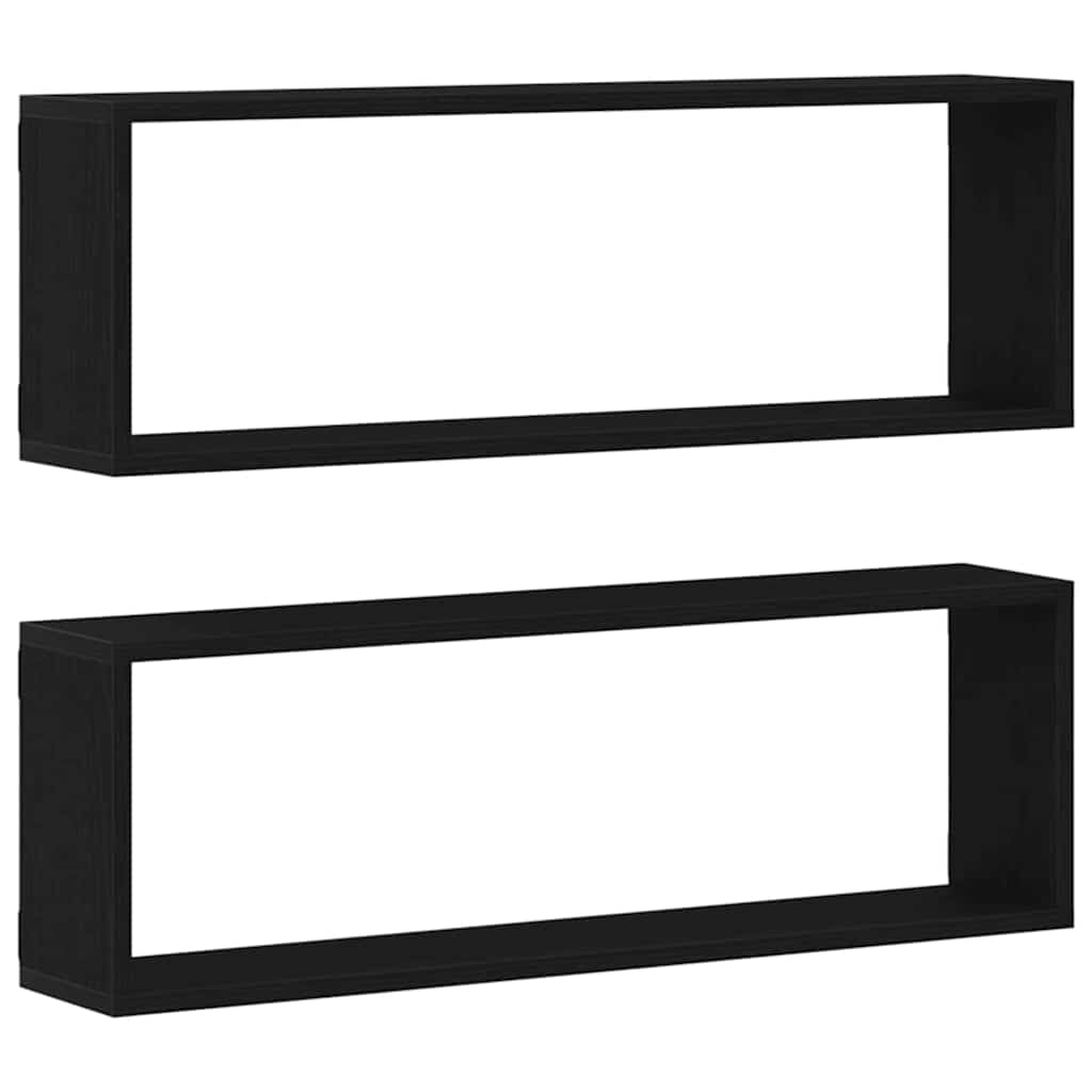 vidaXL Wandregale mit Regal 2 pcs Schwarz Eichen-Optik 80 x 15 x 26 cm