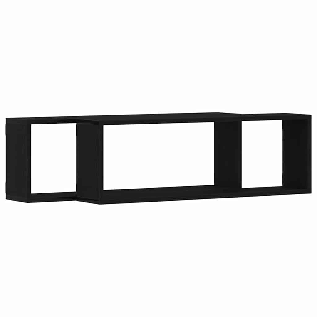 vidaXL Wandregale mit Regal 2 pcs Schwarz Eichen-Optik 80 x 15 x 26 cm