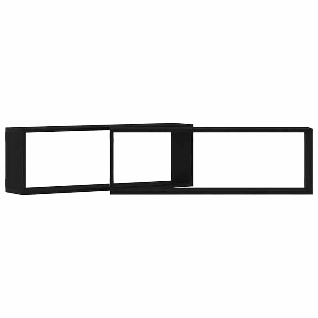 vidaXL Wandregale mit Regal 2 pcs Schwarz Eichen-Optik 80 x 15 x 26 cm