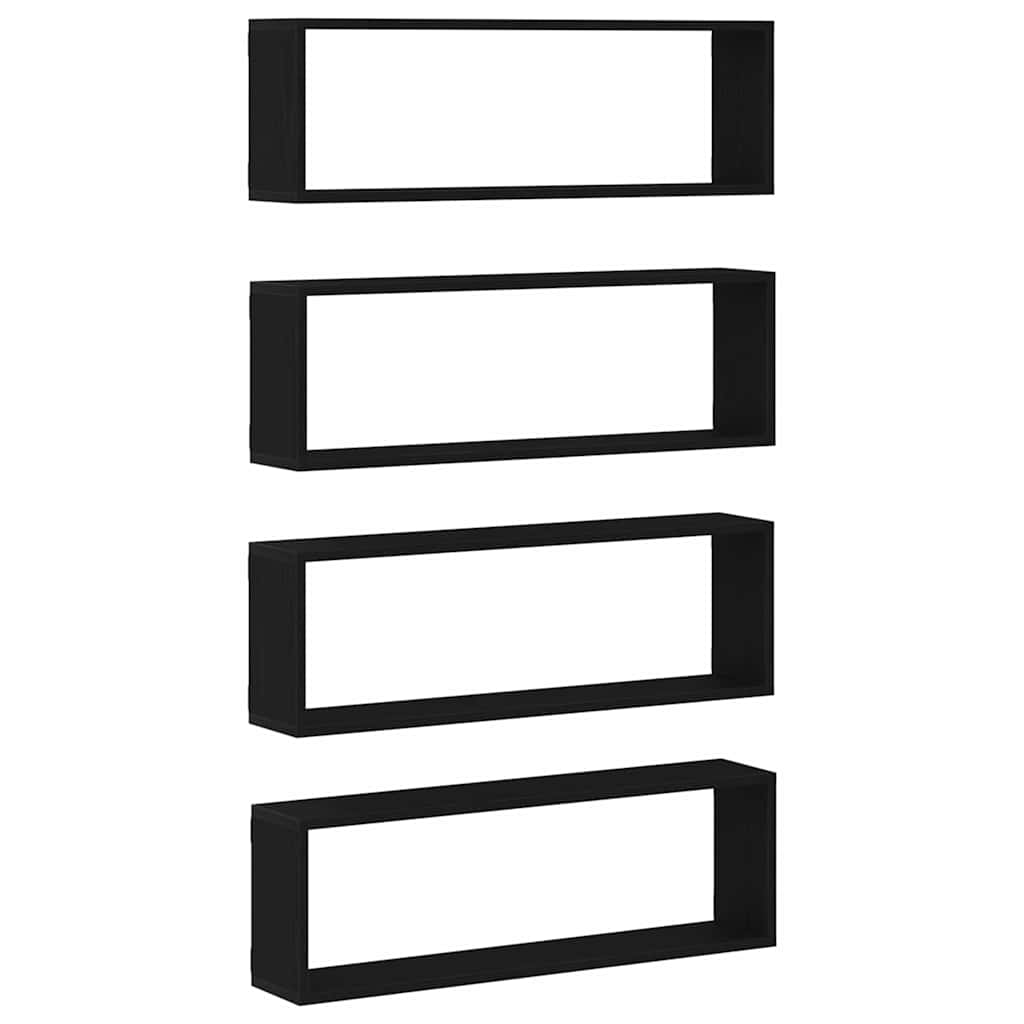 vidaXL Wandregale mit Regal 4 pcs Schwarz Eichen-Optik 80 x 15 x 26 cm