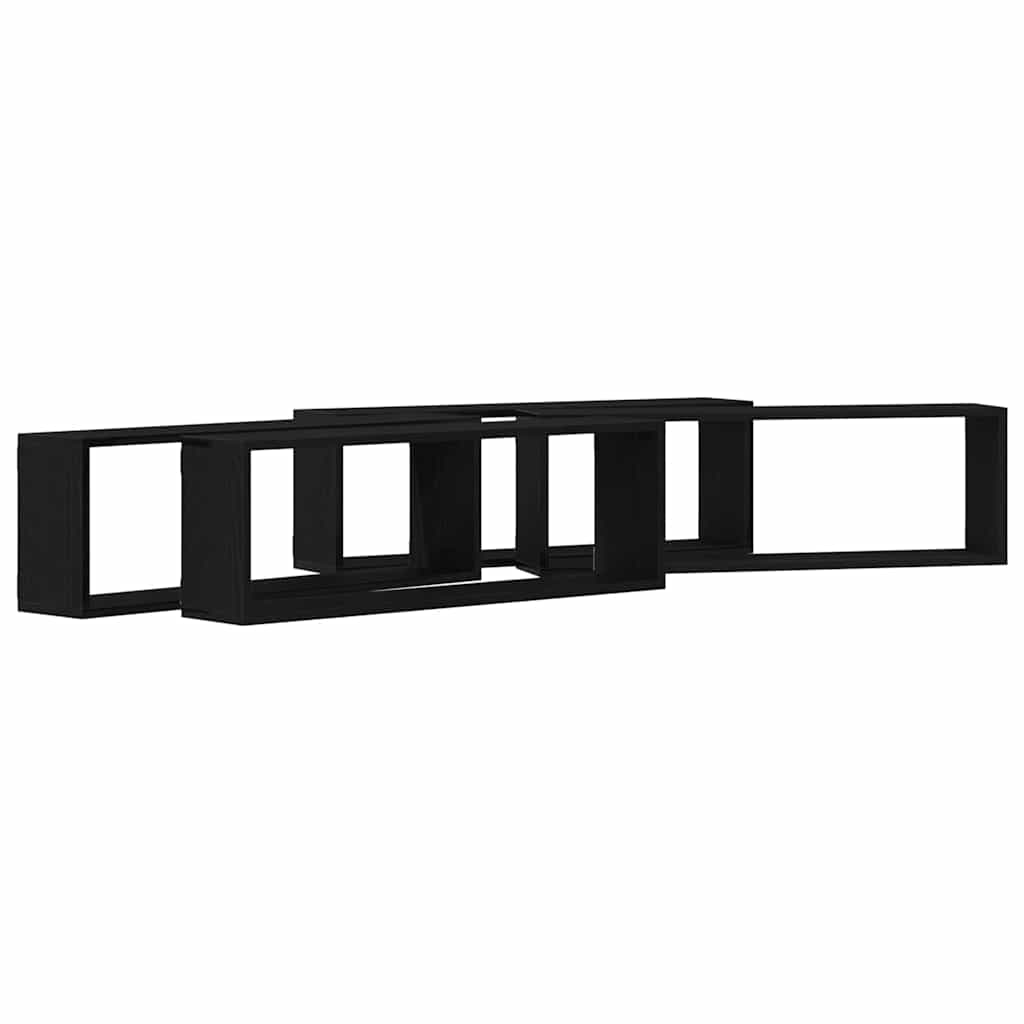 vidaXL Wandregale mit Regal 4 pcs Schwarz Eichen-Optik 80 x 15 x 26 cm
