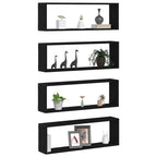 vidaXL Wandregale mit Regal 4 pcs Schwarz Eichen-Optik 80 x 15 x 26 cm