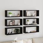 vidaXL Wandregale mit Regal 6 pcs Schwarz Eichen-Optik 60 x 15 x 23 cm