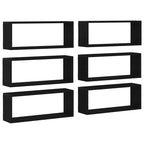 vidaXL Wandregale mit Regal 6 pcs Schwarz Eichen-Optik 60 x 15 x 23 cm