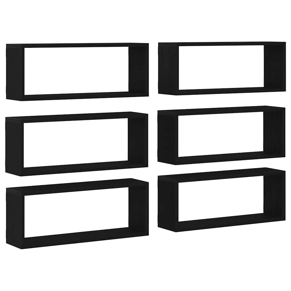 vidaXL Wandregale mit Regal 6 pcs Schwarz Eichen-Optik 60 x 15 x 23 cm