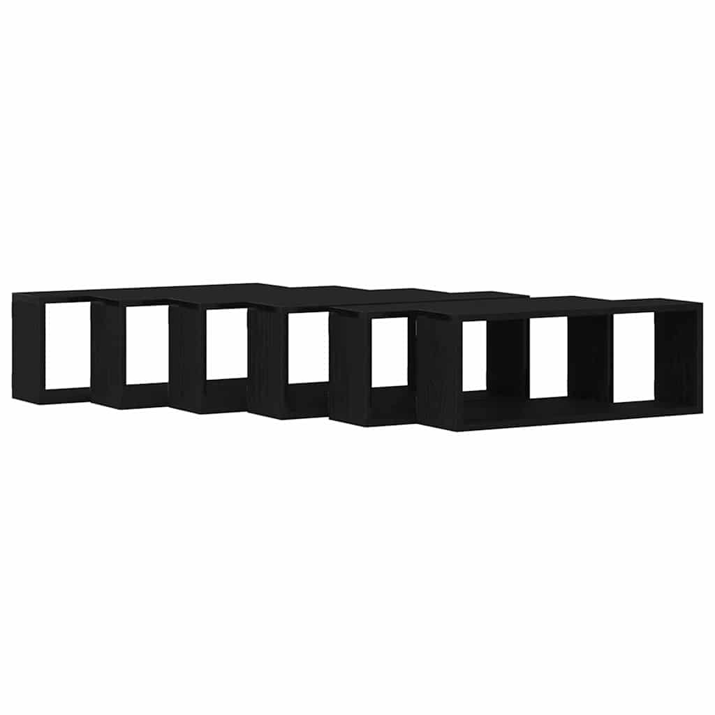 vidaXL Wandregale mit Regal 6 pcs Schwarz Eichen-Optik 60 x 15 x 23 cm