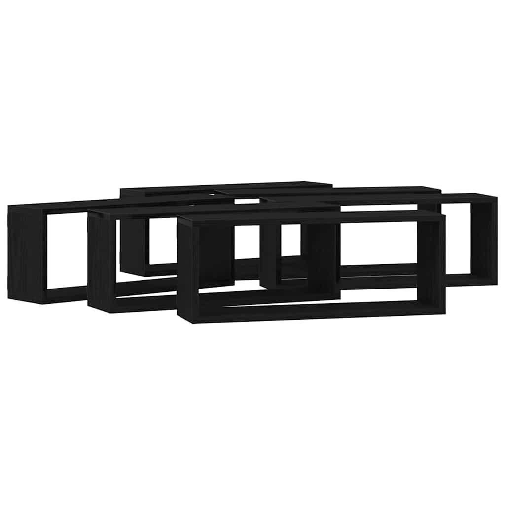 vidaXL Wandregale mit Regal 6 pcs Schwarz Eichen-Optik 60 x 15 x 23 cm
