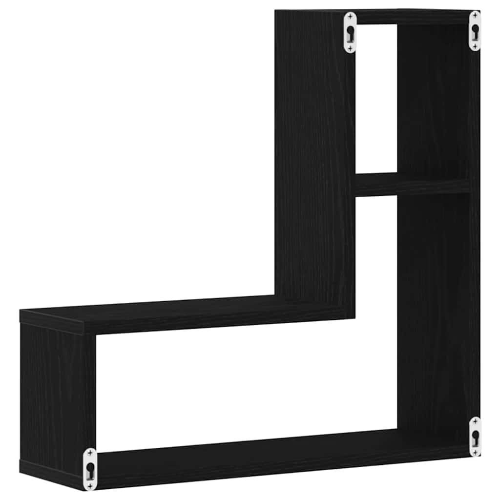 vidaXL Wandregal mit Regal 2 pcs Schwarz Eichen-Optik 50 x 15 x 85 cm