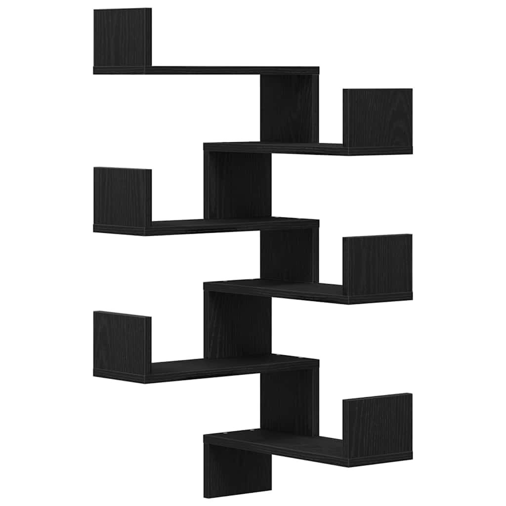 vidaXL Wandregal 2 pcs Schwarz Eichen-Optik 40 x 40 x 49,5 cm
