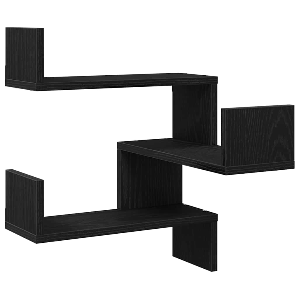 vidaXL Wandregal 2 pcs Schwarz Eichen-Optik 40 x 40 x 49,5 cm