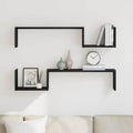 vidaXL Wandregal mit Regal 2 pcs Schwarz Eichen-Optik 50 x 15 x 85 cm