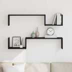 vidaXL Wandregal mit Regal 2 pcs Schwarz Eichen-Optik 50 x 15 x 85 cm