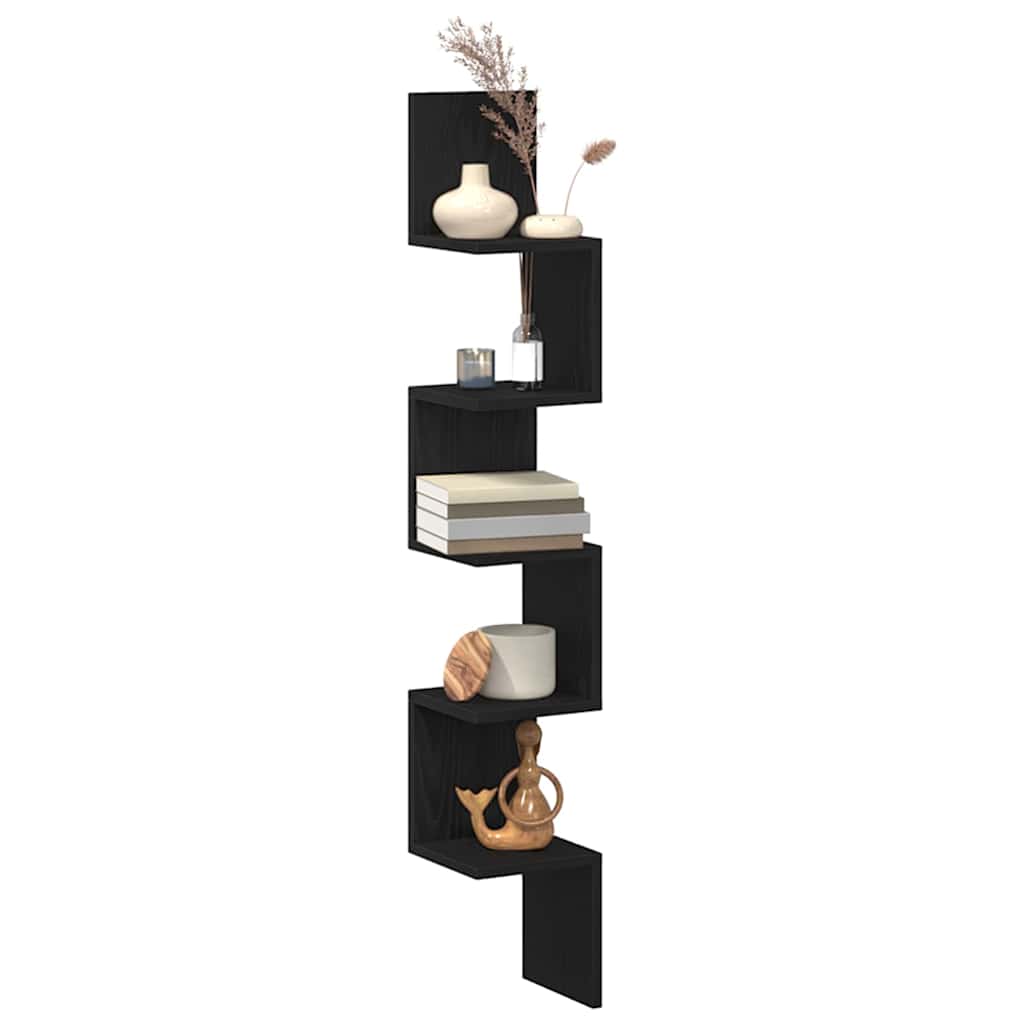 vidaXL Eckregal Schwarz Eichen-Optik 20 x 20 x 127,5 cm Holzwerkstoff