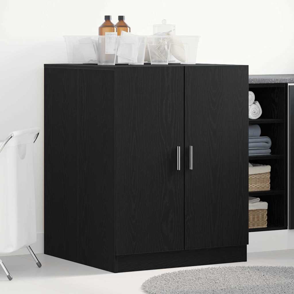 vidaXL Waschmaschinen-Schrank Schwarz Eichen-Optik Holzwerkstoff